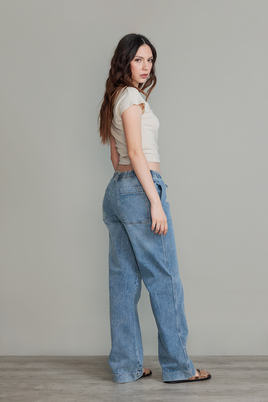 JOGGER DENIM ICE WIDE LEG - ESSENTIAL