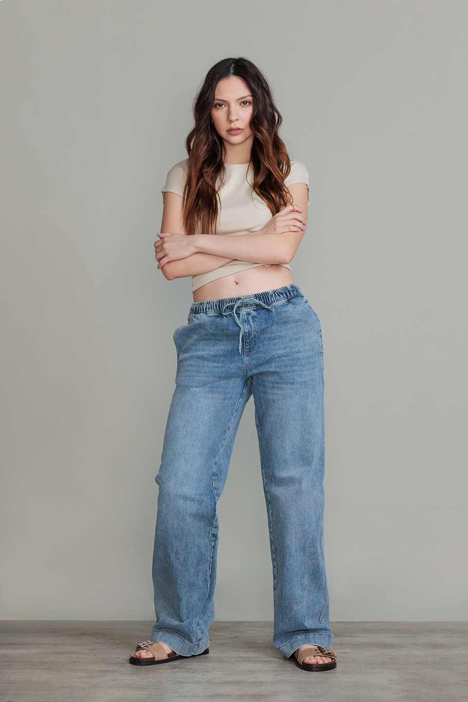 JOGGER DENIM ICE WIDE LEG - ESSENTIAL