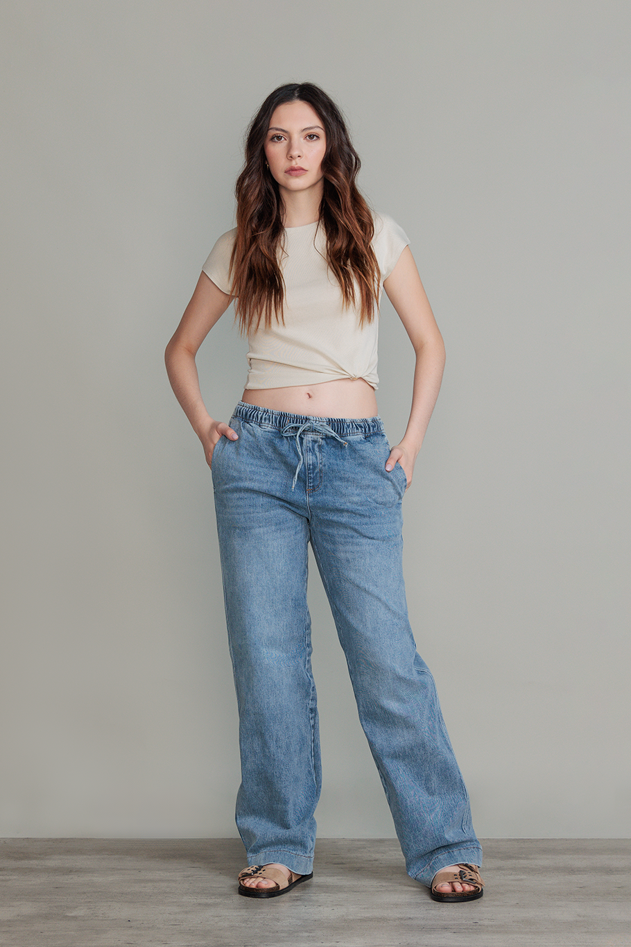 JOGGER DENIM ICE WIDE LEG - ESSENTIAL