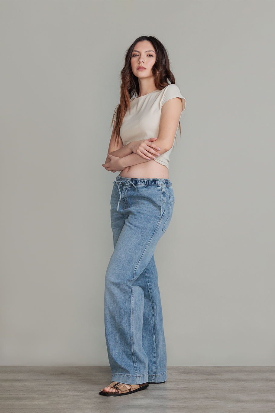 JOGGER DENIM ICE WIDE LEG - ESSENTIAL
