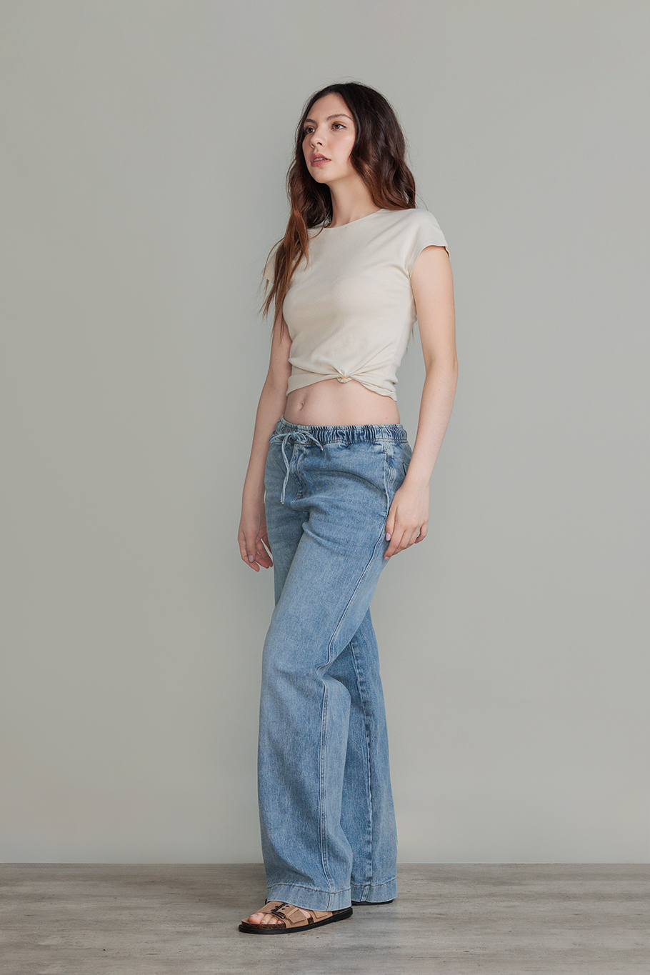 JOGGER DENIM ICE WIDE LEG - ESSENTIAL