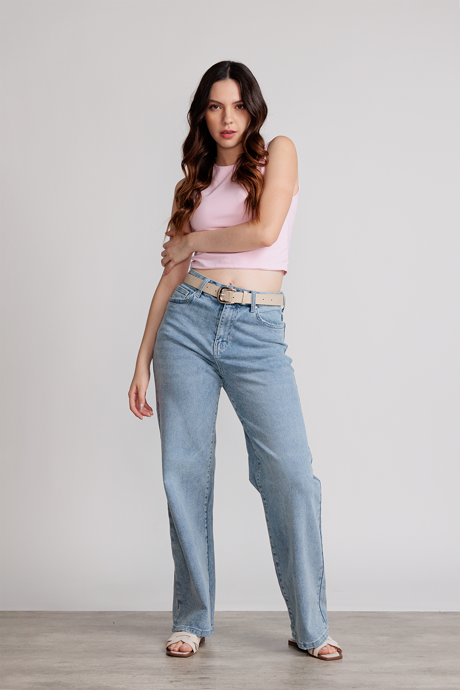 JEANS WIDE LEG FULL LENGTH - AZUL ICE