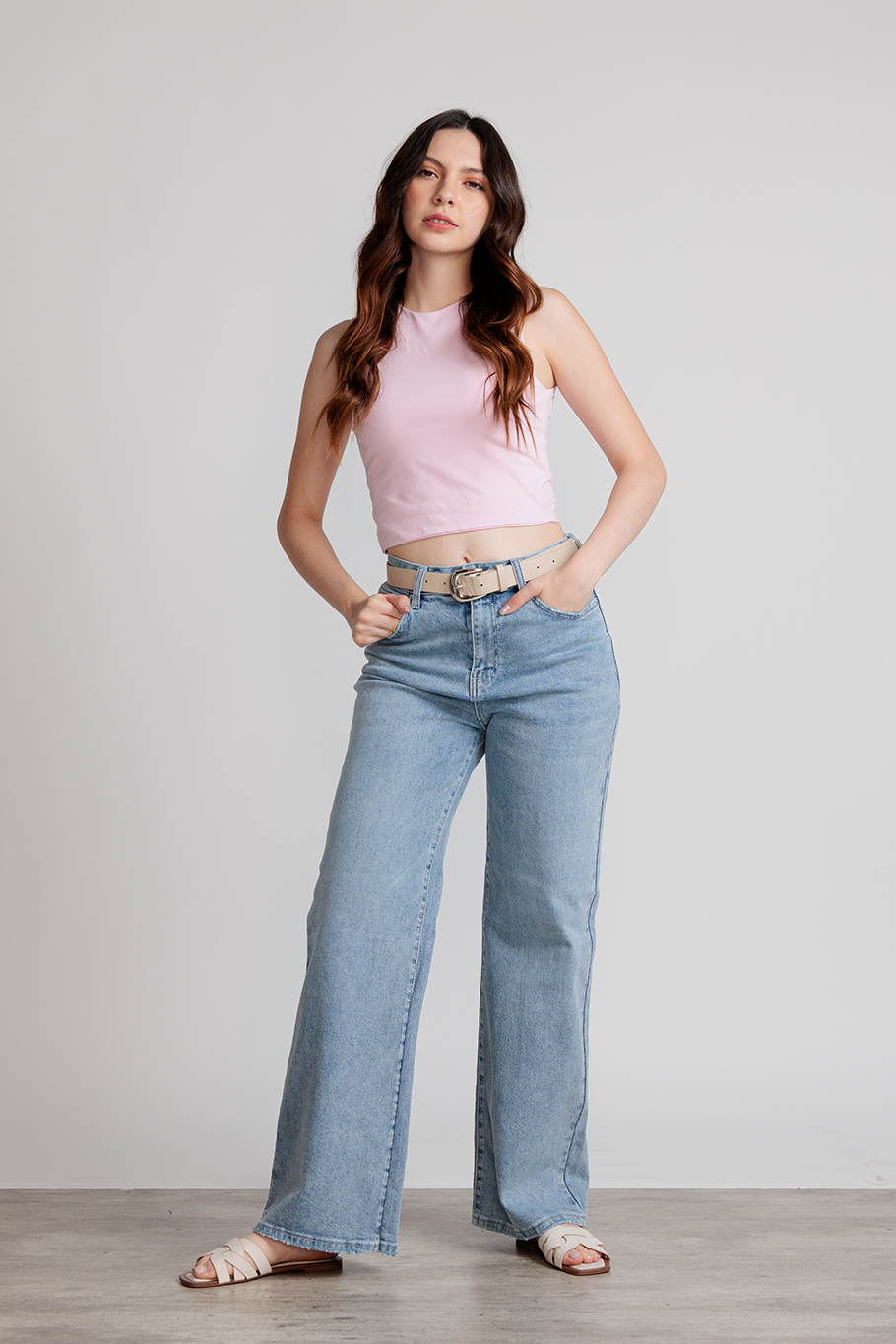 JEANS WIDE LEG FULL LENGTH - AZUL ICE