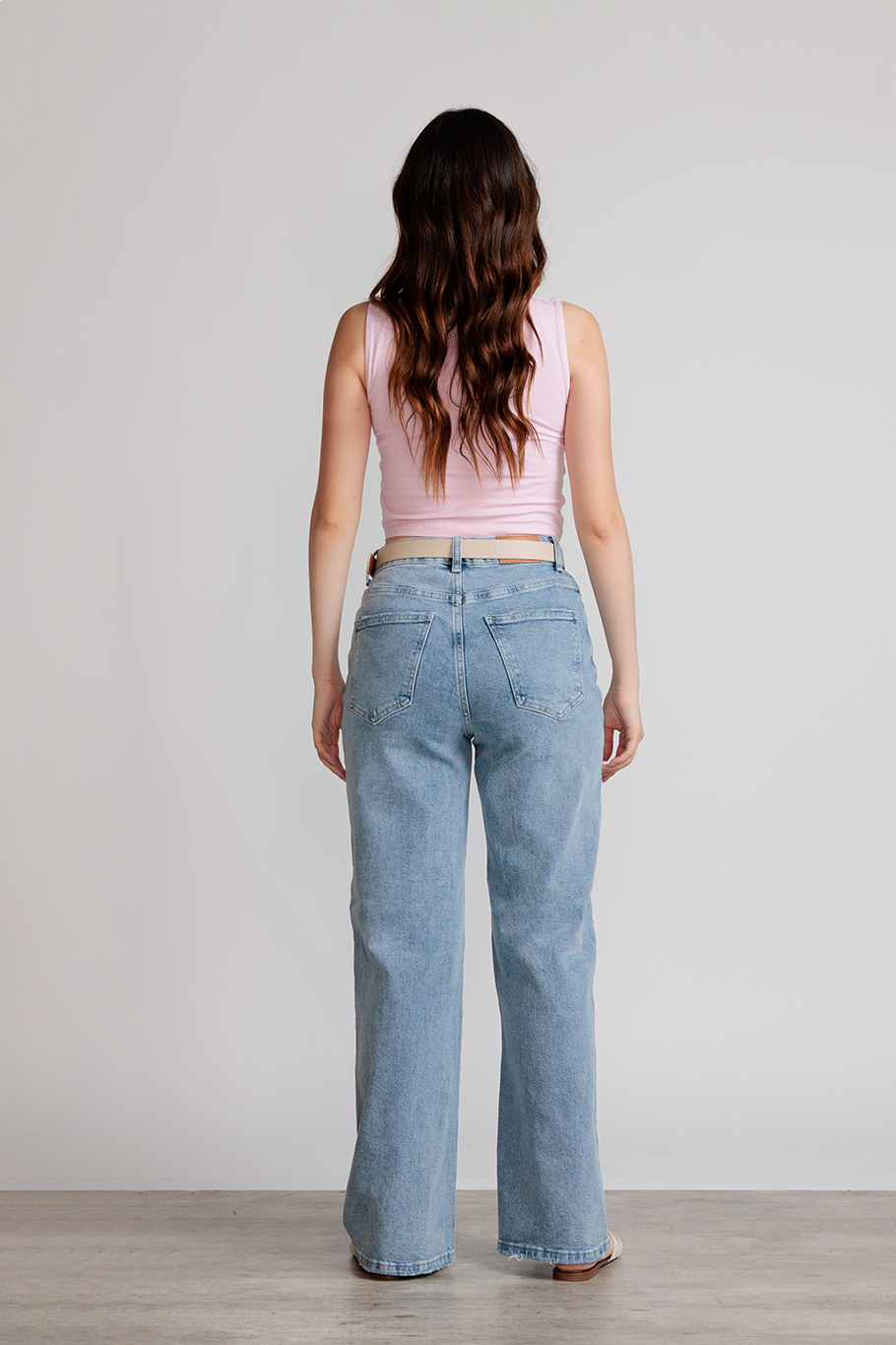 JEANS WIDE LEG FULL LENGTH - AZUL ICE