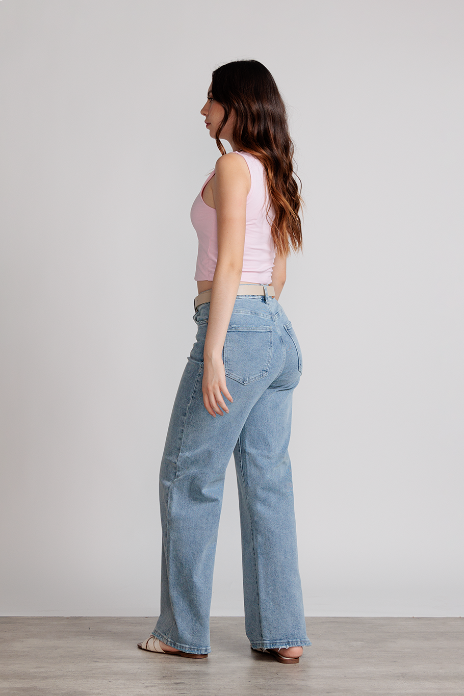 JEANS WIDE LEG FULL LENGTH - AZUL ICE