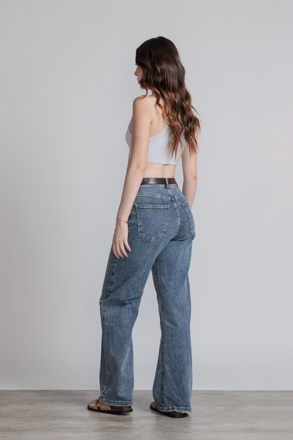 JEANS WIDE LEG FULL LENGTH - AZUL STONE