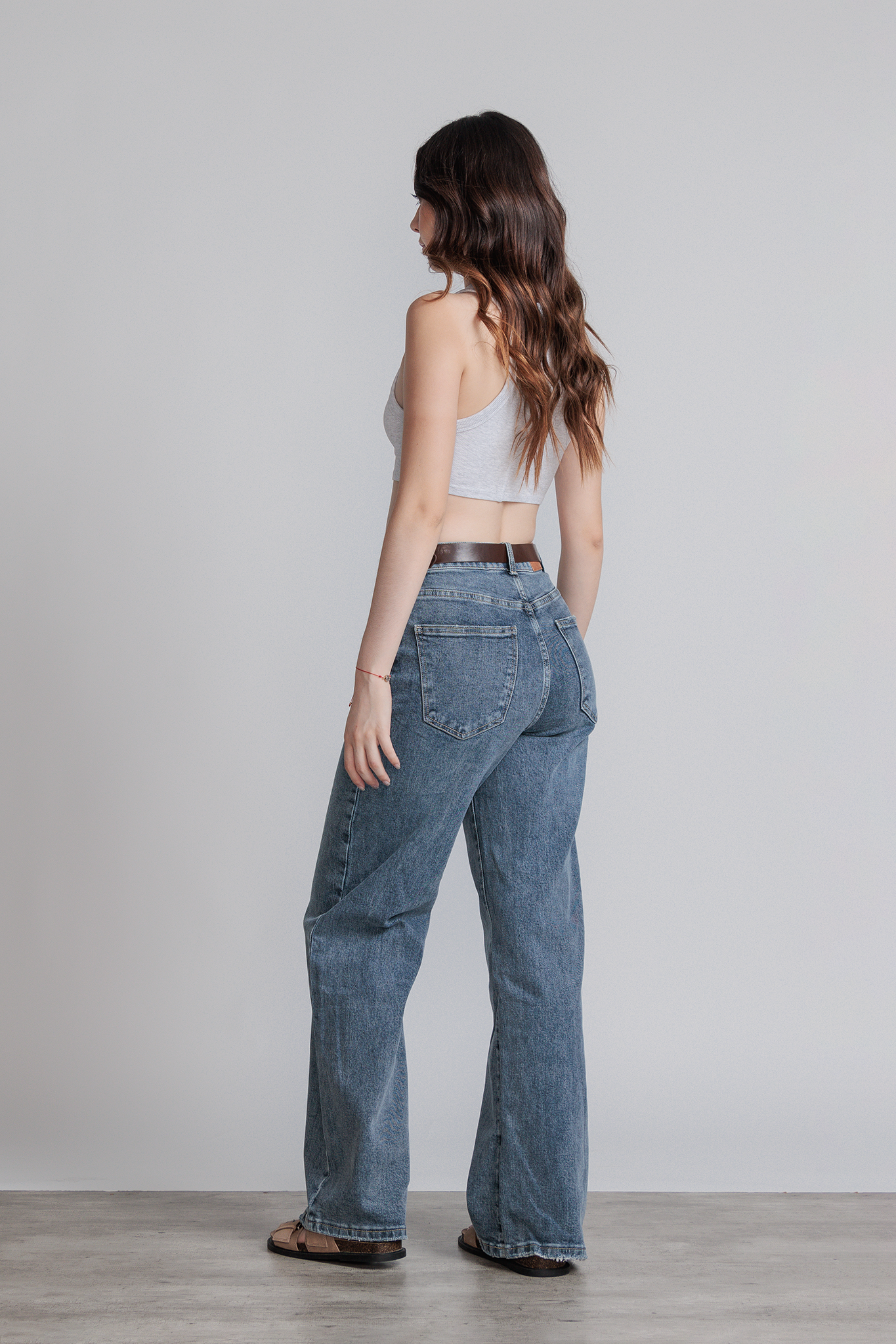 JEANS WIDE LEG FULL LENGTH - AZUL STONE
