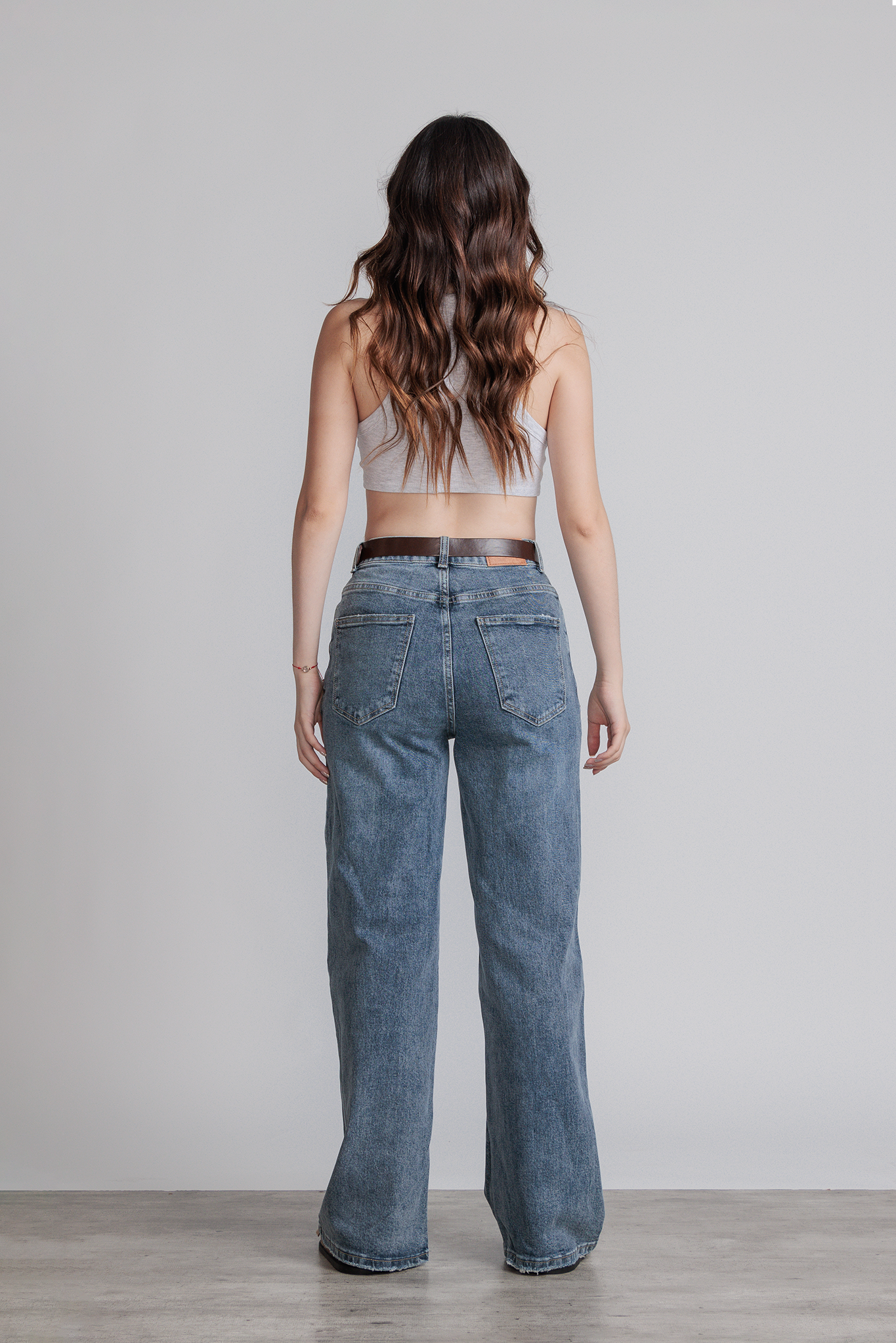 JEANS WIDE LEG FULL LENGTH - AZUL STONE