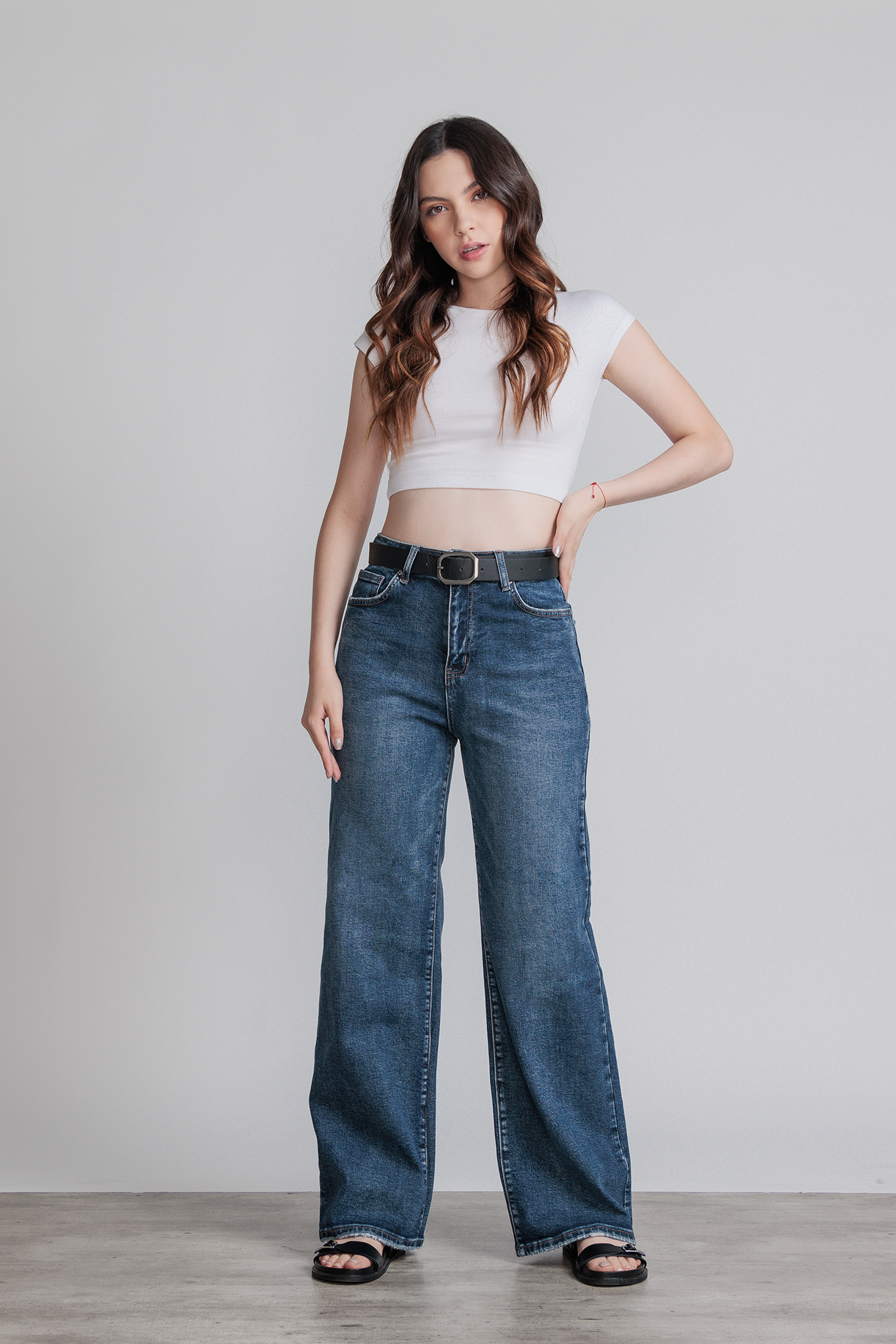 JEANS WIDE LEG FULL LENGTH - AZUL MEDIO