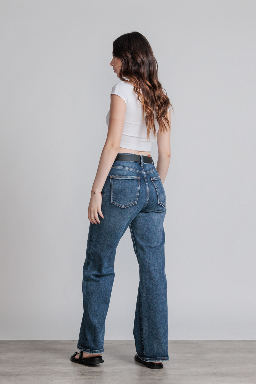 JEANS WIDE LEG FULL LENGTH - AZUL MEDIO