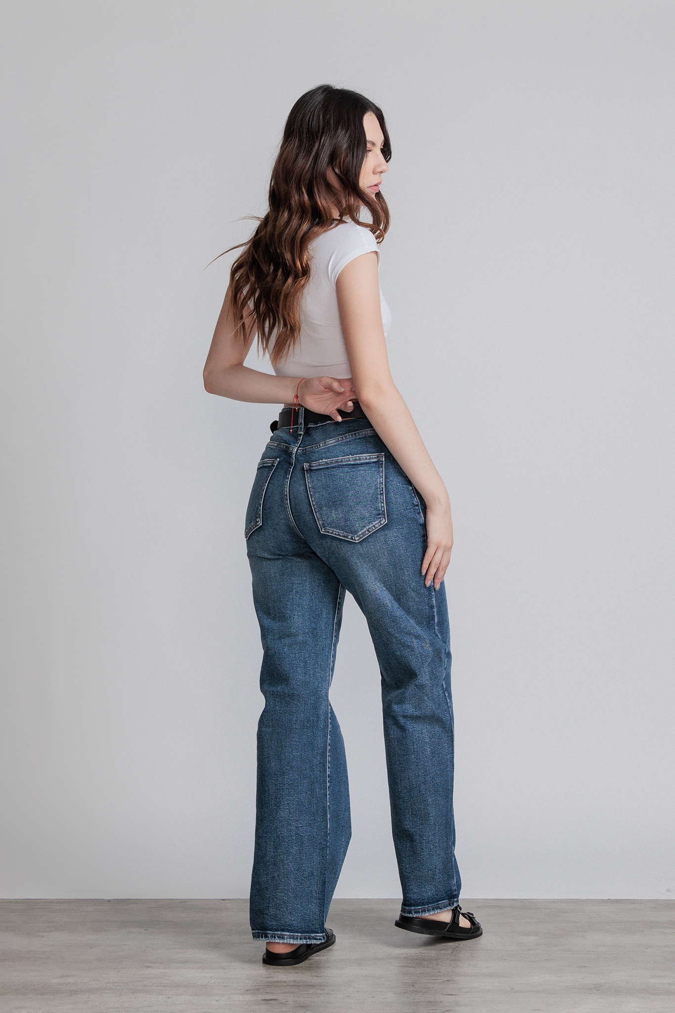 JEANS WIDE LEG FULL LENGTH - AZUL MEDIO