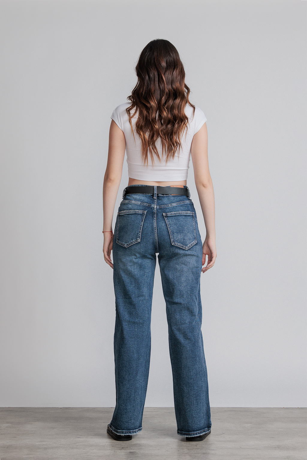 JEANS WIDE LEG FULL LENGTH - AZUL MEDIO