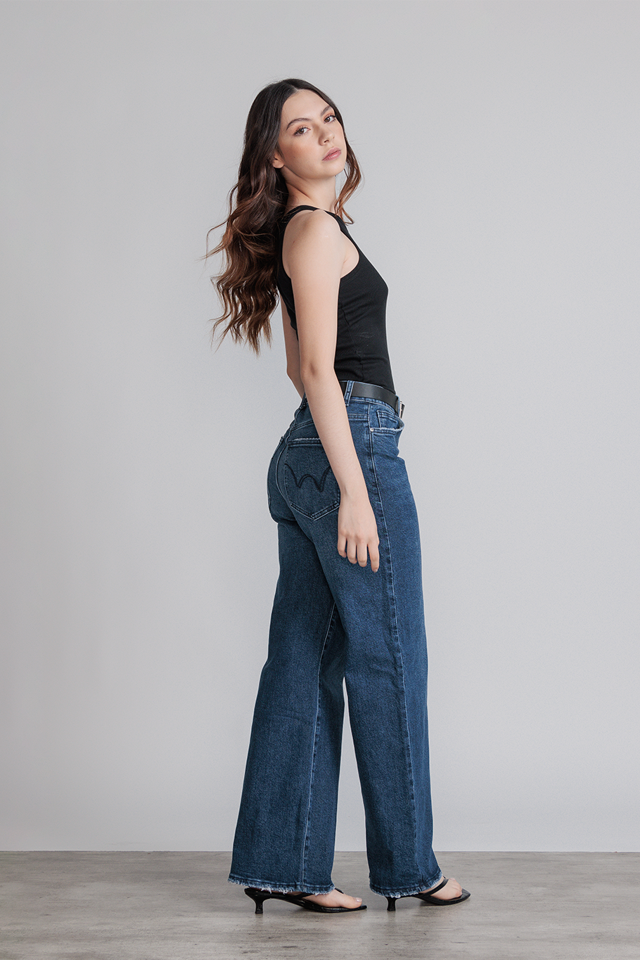 JEANS WIDE LEG FULL LENGTH - AZUL MARINO
