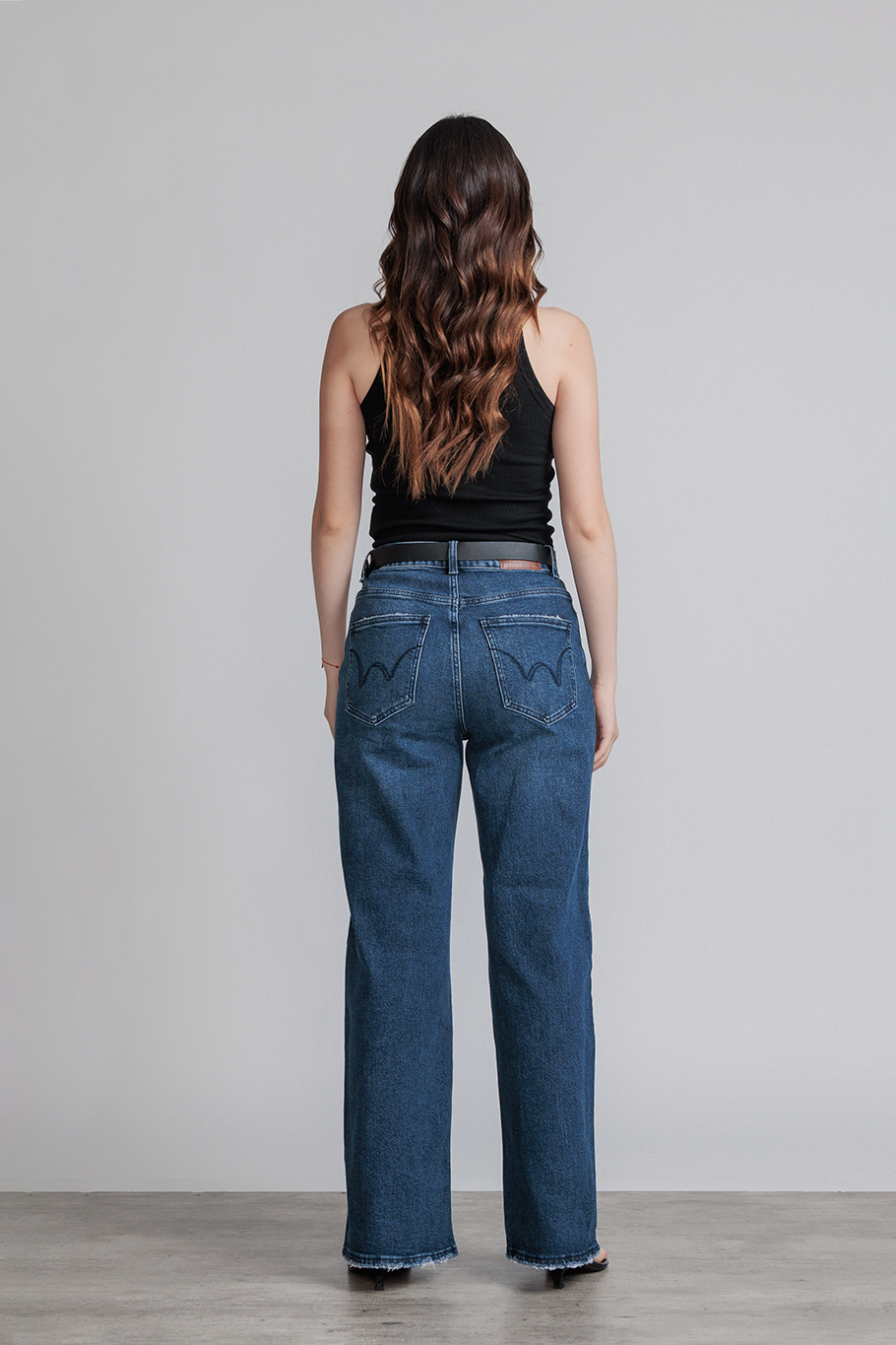 JEANS WIDE LEG FULL LENGTH - AZUL MARINO