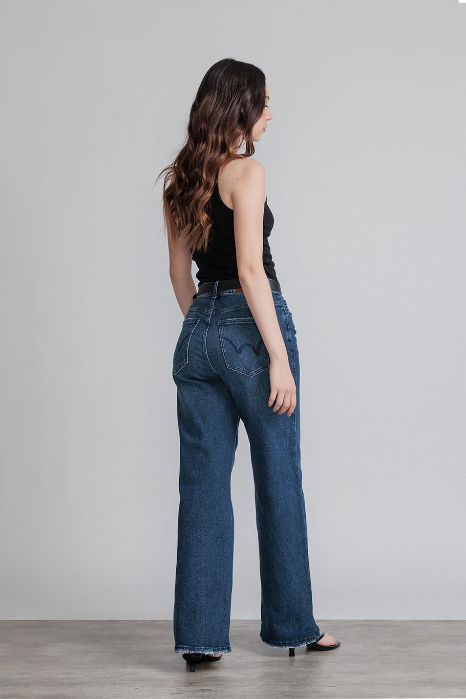 JEANS WIDE LEG FULL LENGTH - AZUL MARINO
