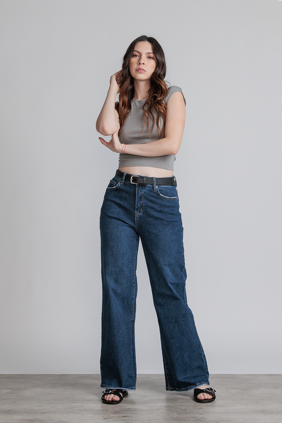 JEANS WIDE LEG FULL LENGTH - DENIM