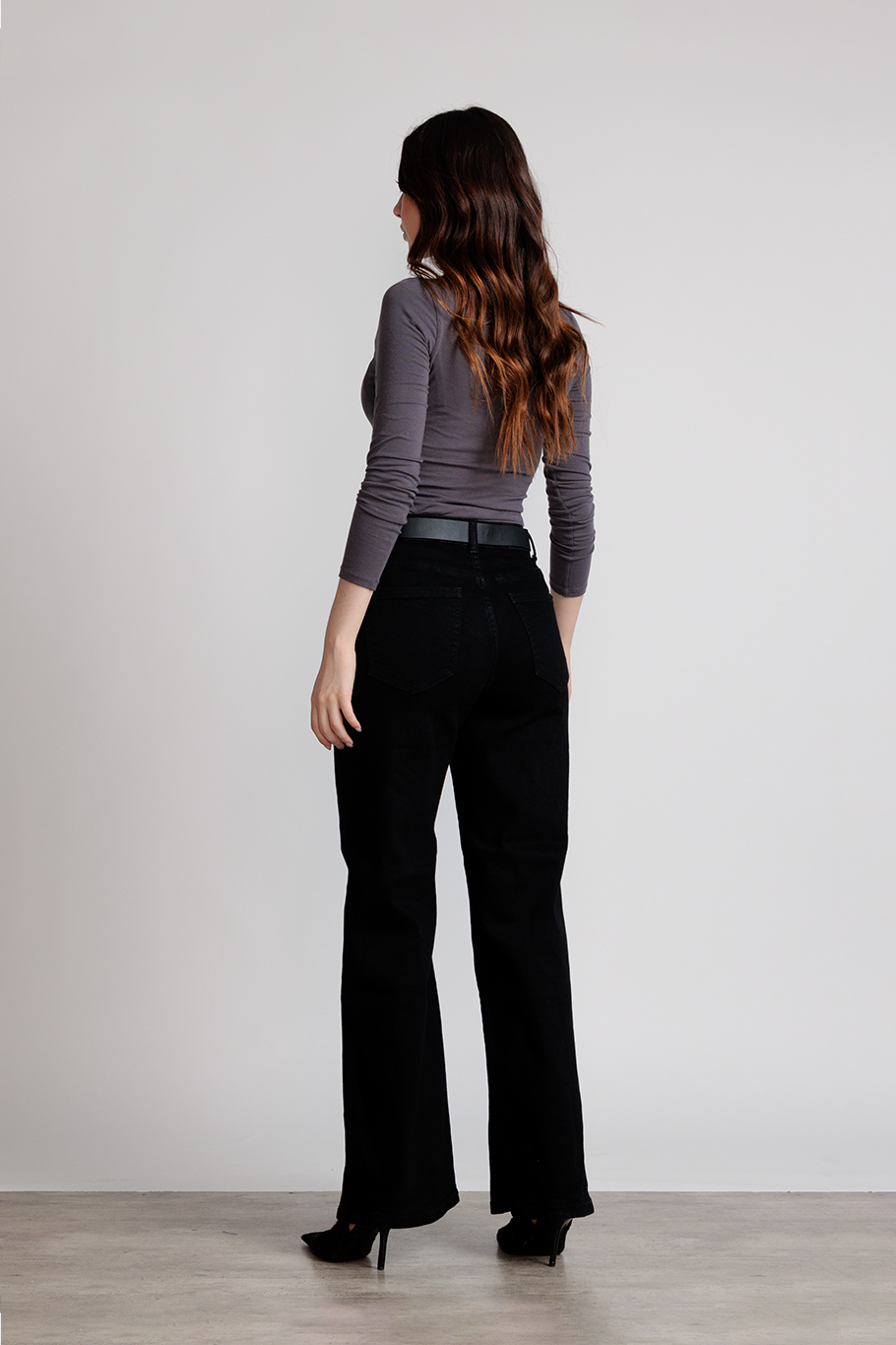 JEANS WIDE LEG FULL LENGTH - NEGRO