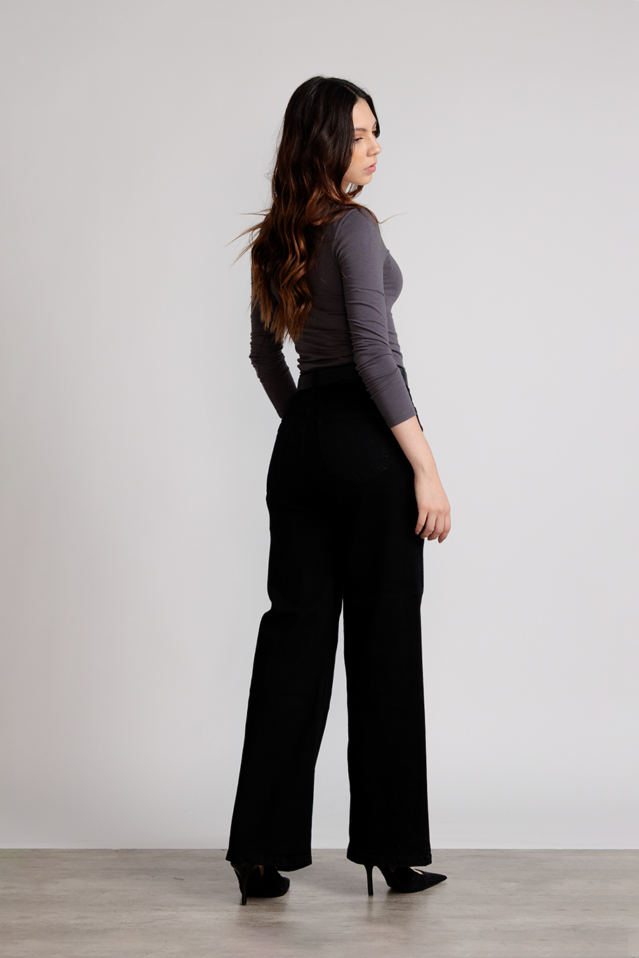 JEANS WIDE LEG FULL LENGTH - NEGRO