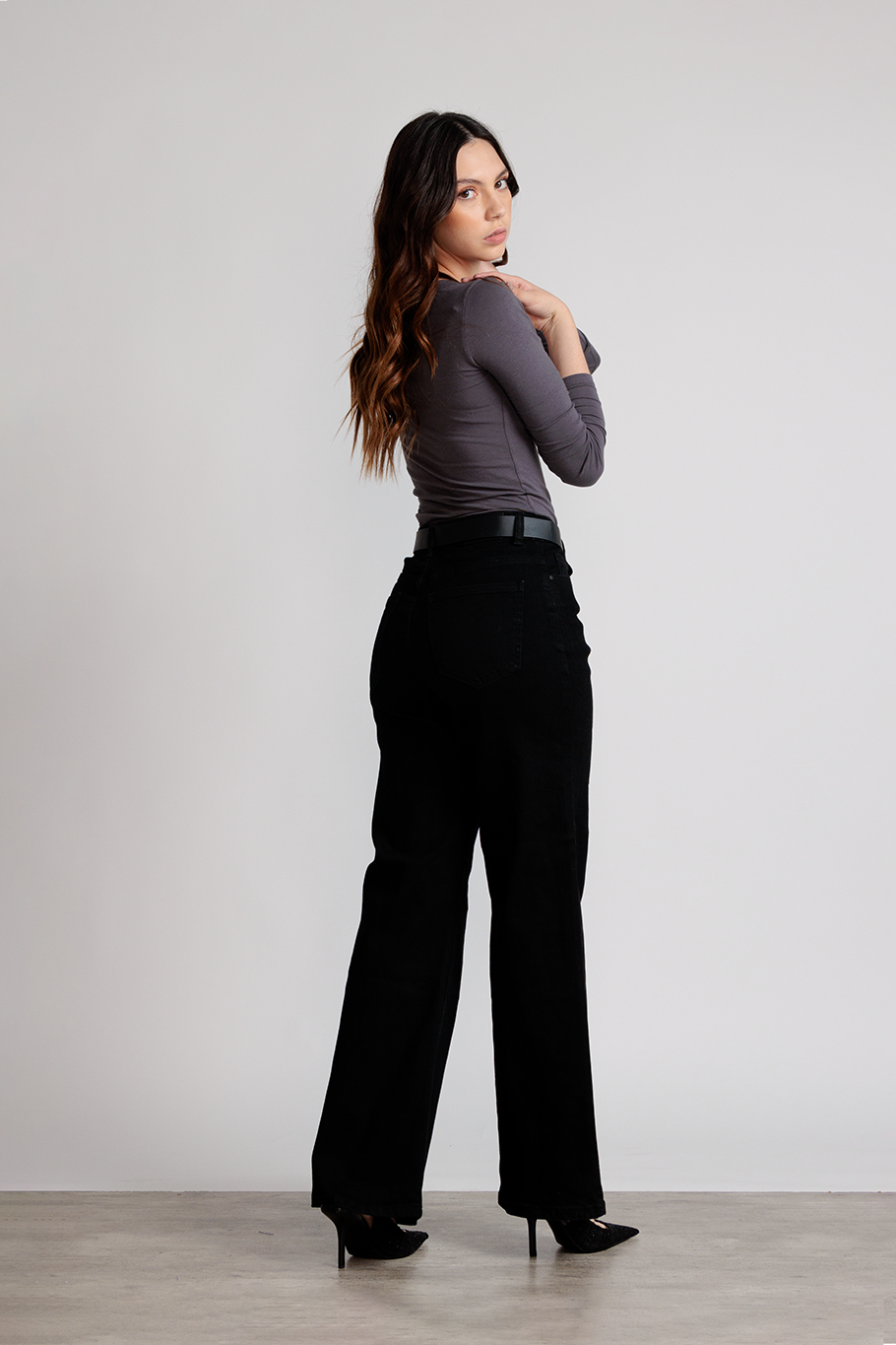 JEANS WIDE LEG FULL LENGTH - NEGRO