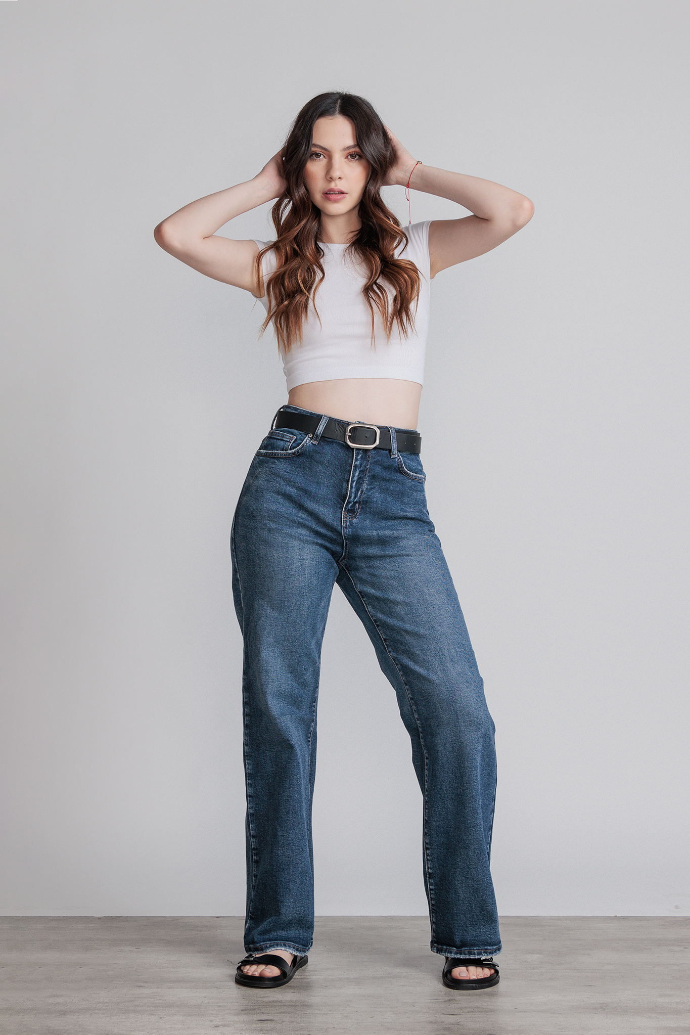 JEANS WIDE LEG FULL LENGTH - AZUL MEDIO