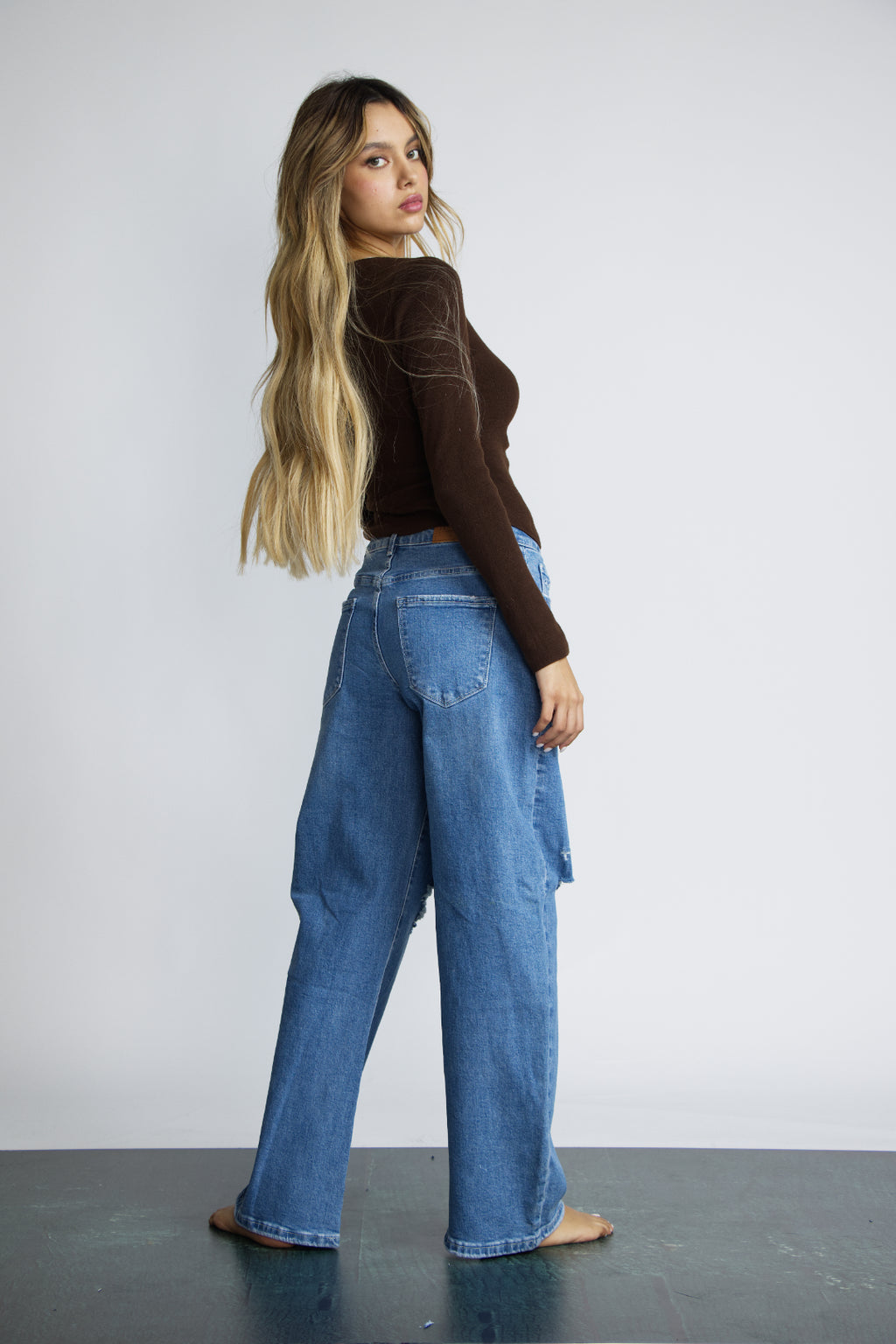 JEAN BAGGY RIPPED - AZUL CLARO