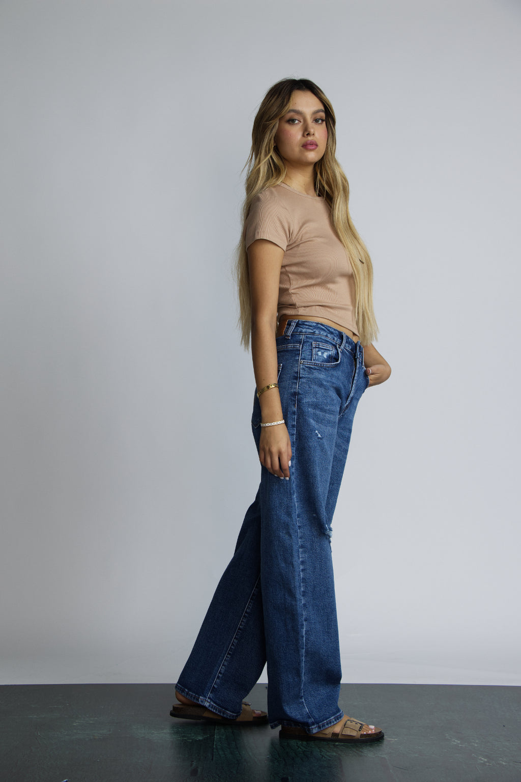 JEAN BAGGY RIPPED - AZUL STONE