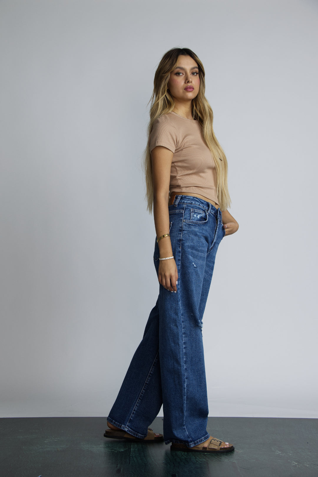 JEAN BAGGY RIPPED - AZUL STONE