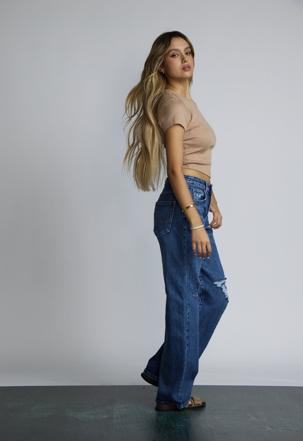 JEAN BAGGY RIPPED - AZUL STONE