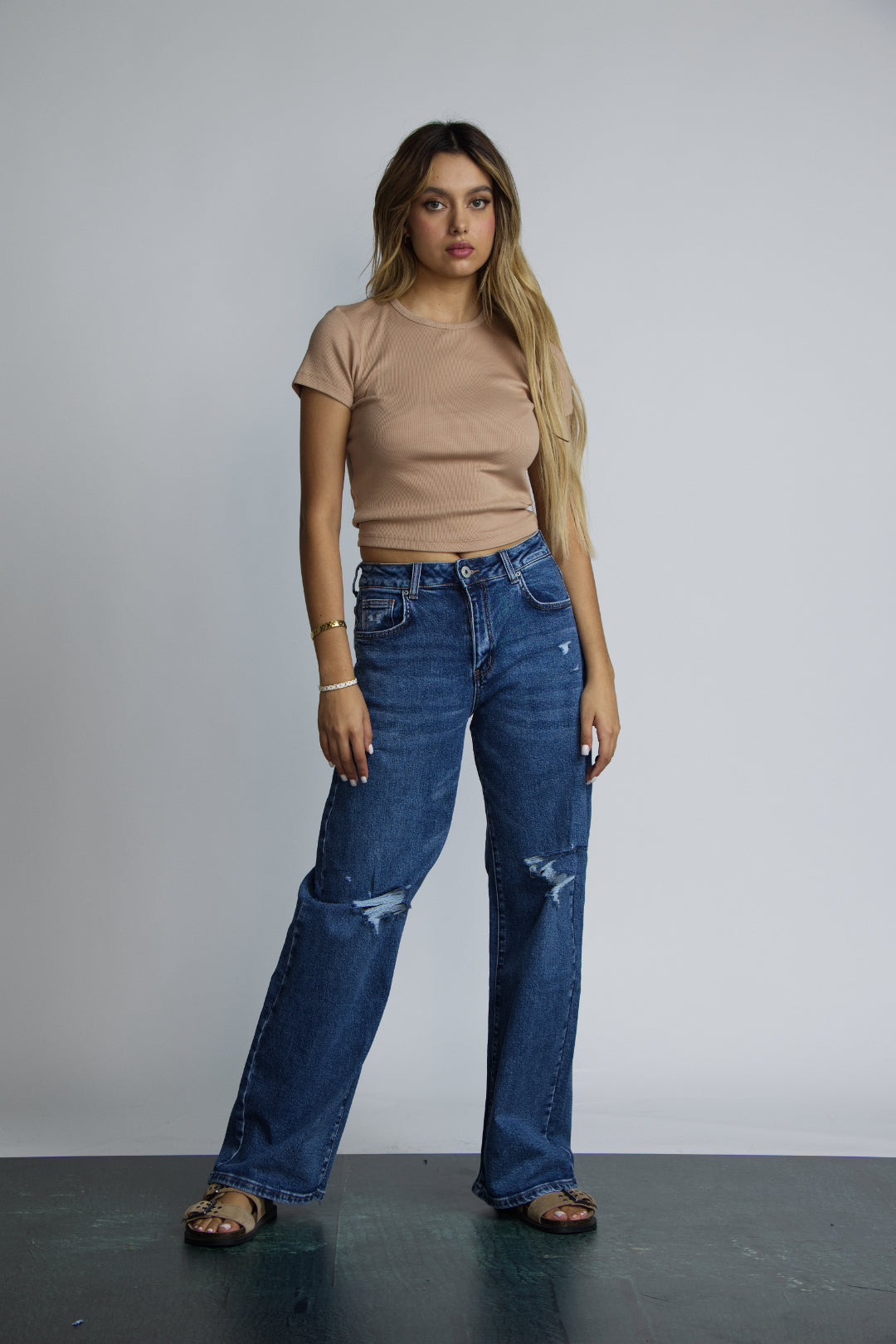 JEAN BAGGY RIPPED - AZUL STONE