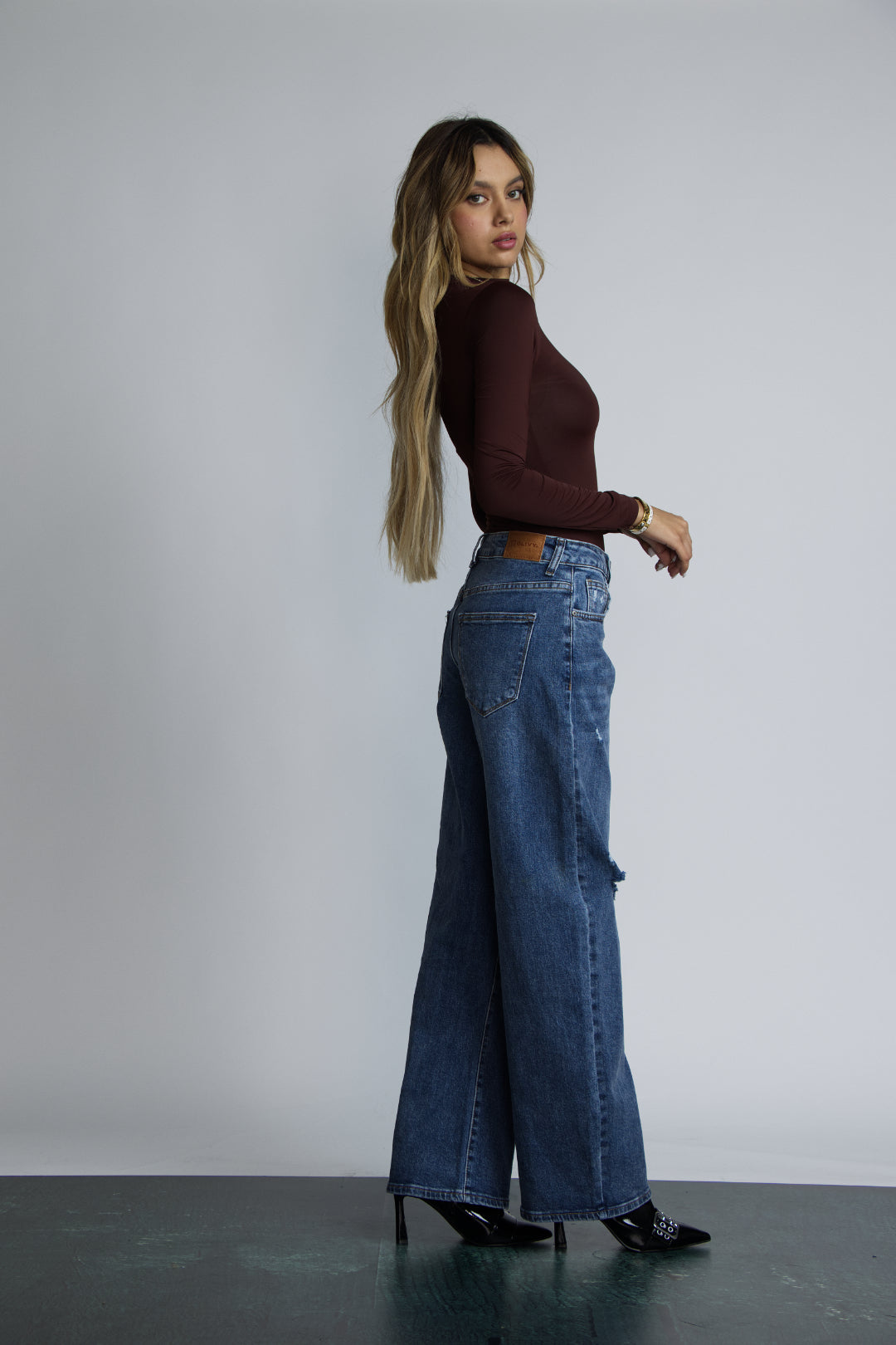 JEAN BAGGY RIPPED - AZUL MEDIO