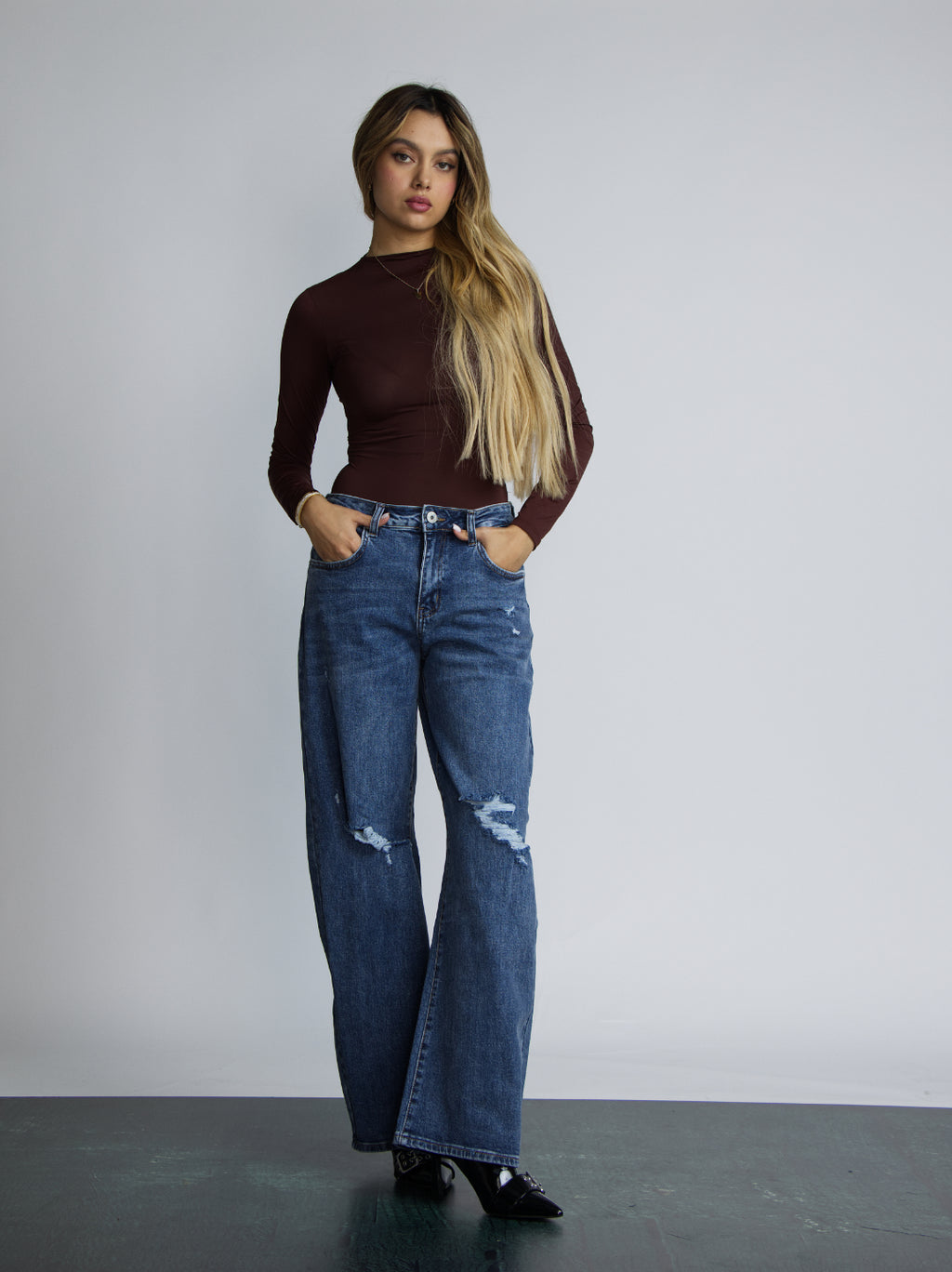 JEAN BAGGY RIPPED - AZUL MEDIO