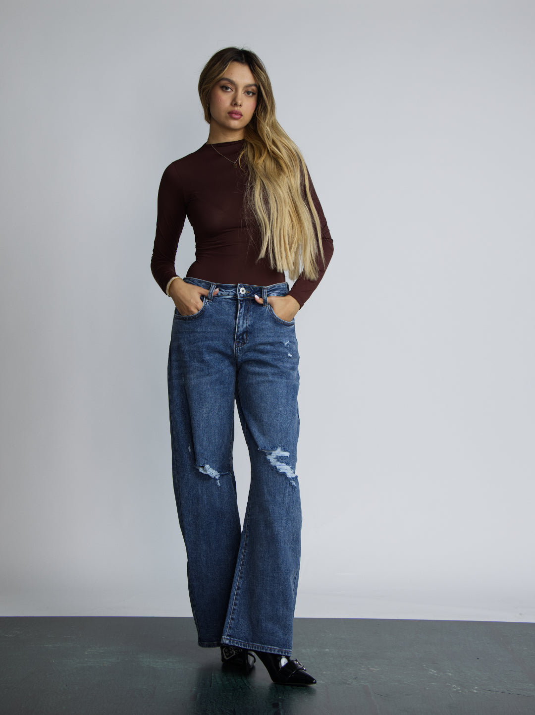 JEAN BAGGY RIPPED - AZUL MEDIO