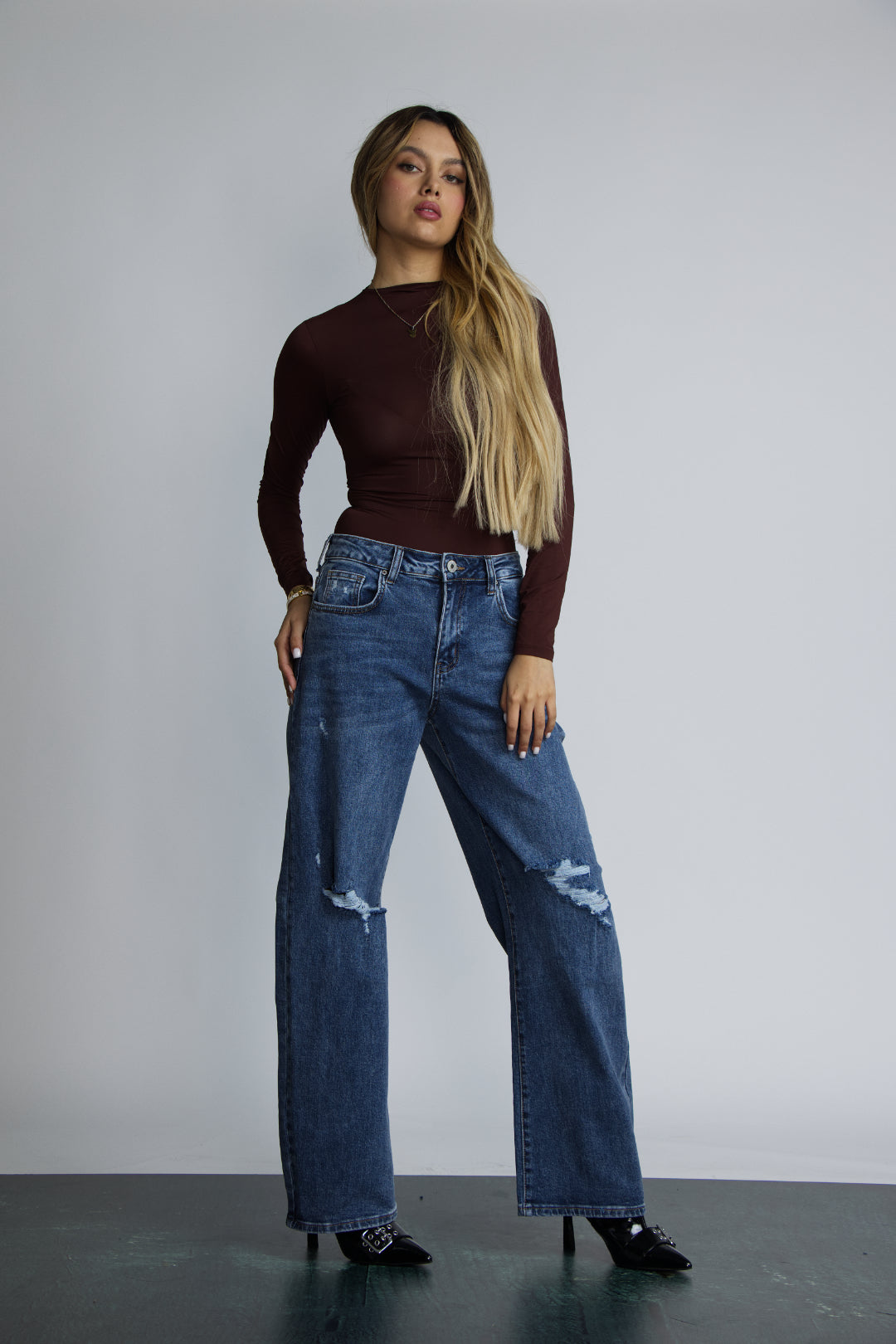 JEAN BAGGY RIPPED - AZUL MEDIO