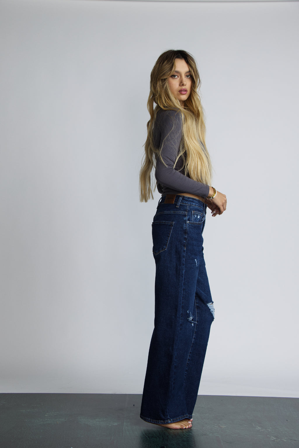 JEAN BAGGY RIPPED - AZUL OSCURO