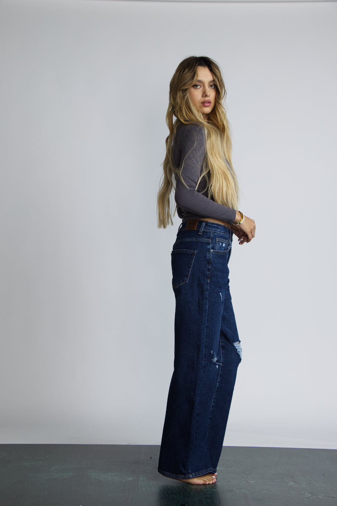 JEAN BAGGY RIPPED - AZUL OSCURO