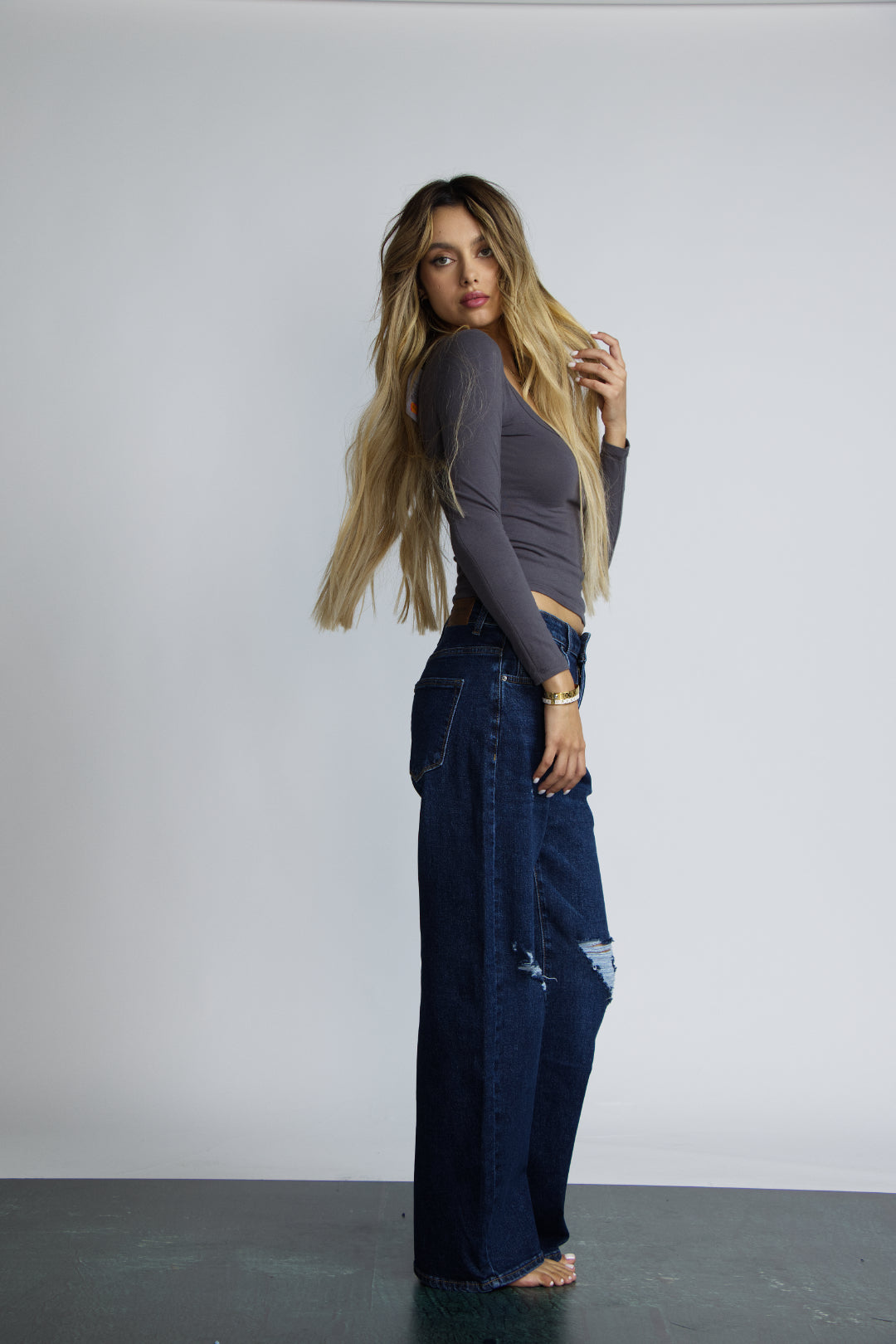 JEAN BAGGY RIPPED - AZUL OSCURO