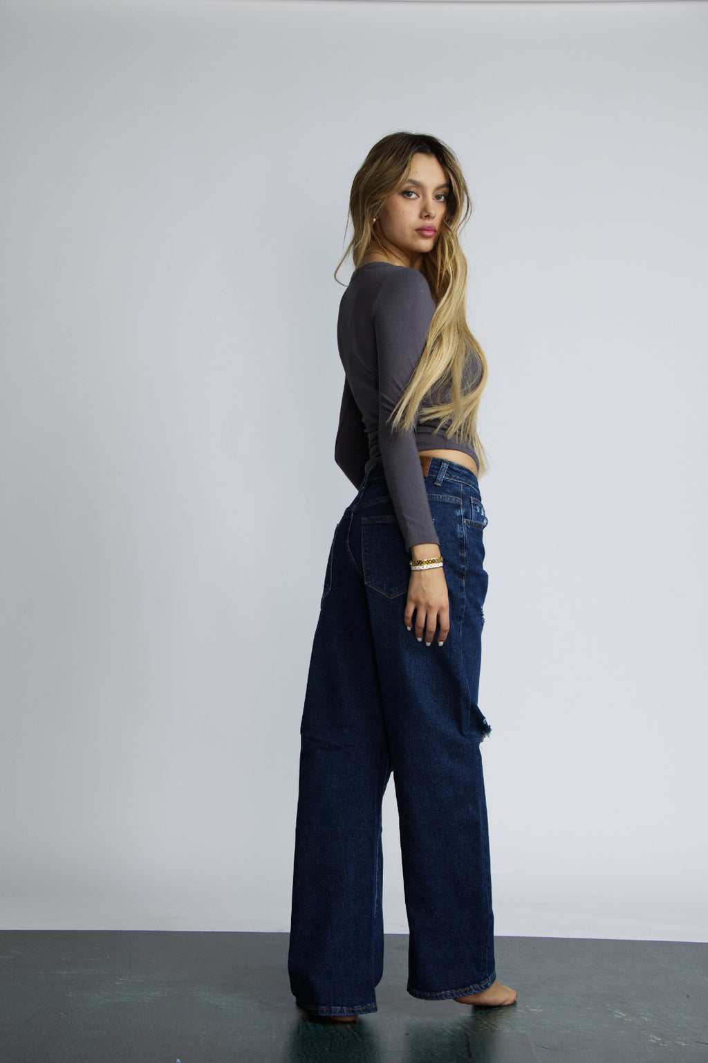 JEAN BAGGY RIPPED - AZUL OSCURO