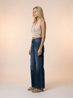 JEAN WIDE LEG FULL LENGTH - AZUL INDIGO CON CINTO