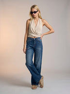 JEAN WIDE LEG FULL LENGTH - AZUL INDIGO CON CINTO
