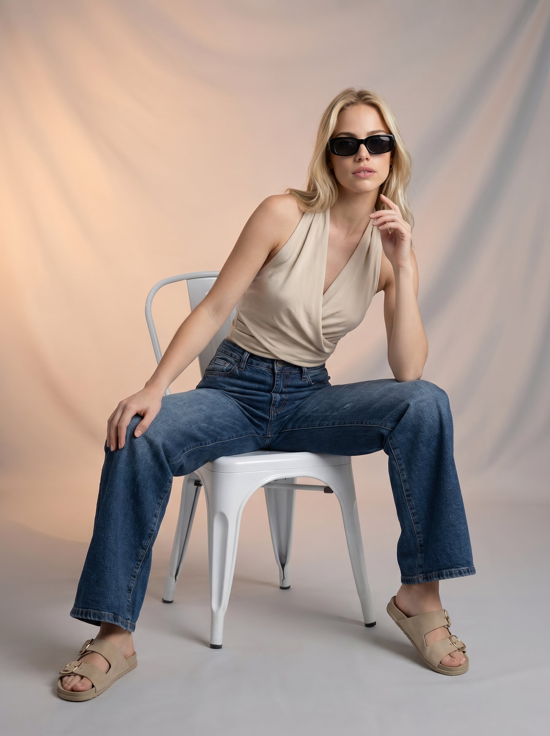 JEAN WIDE LEG FULL LENGTH - AZUL INDIGO CON CINTO