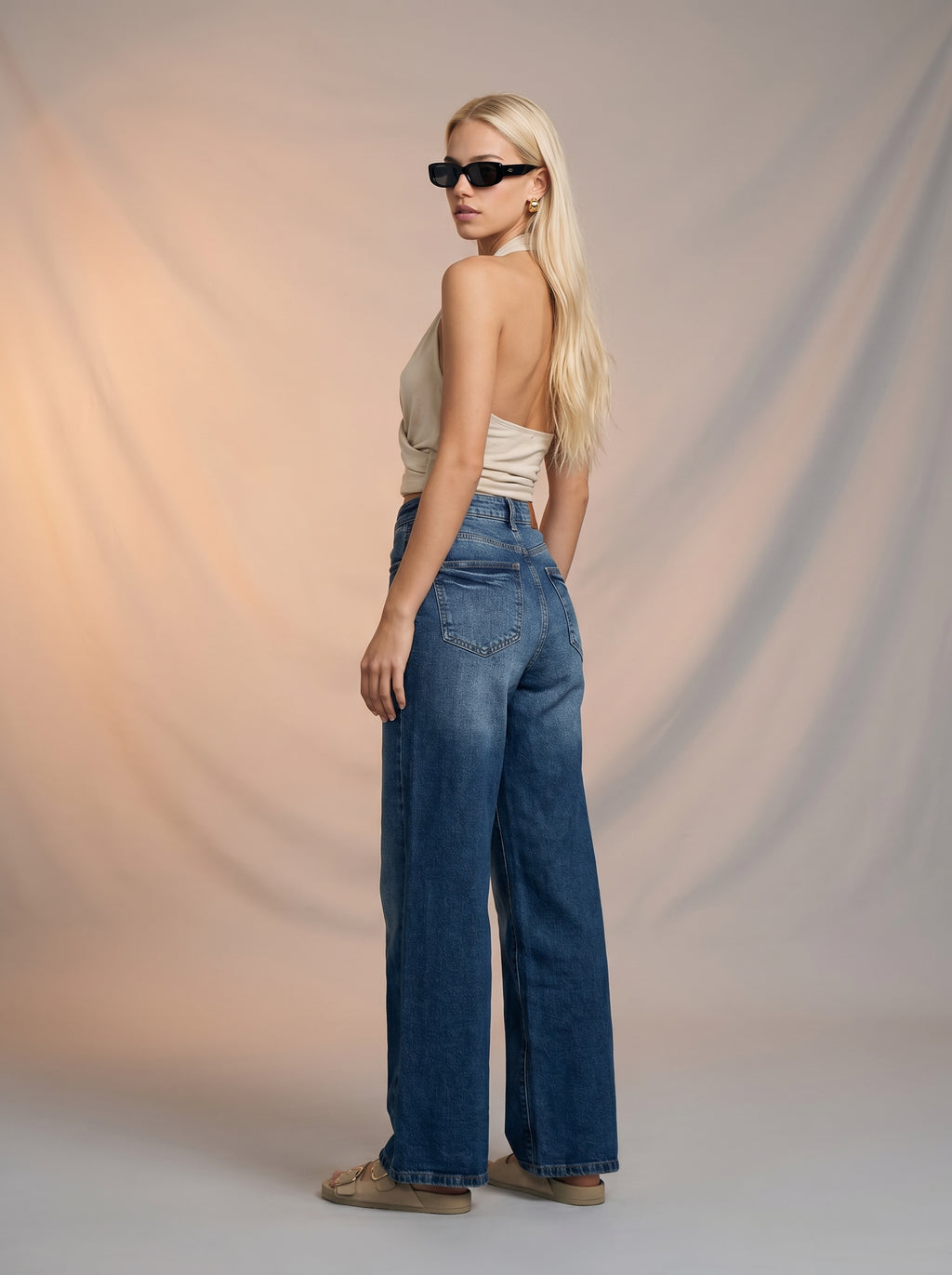 JEAN WIDE LEG FULL LENGTH - AZUL INDIGO CON CINTO