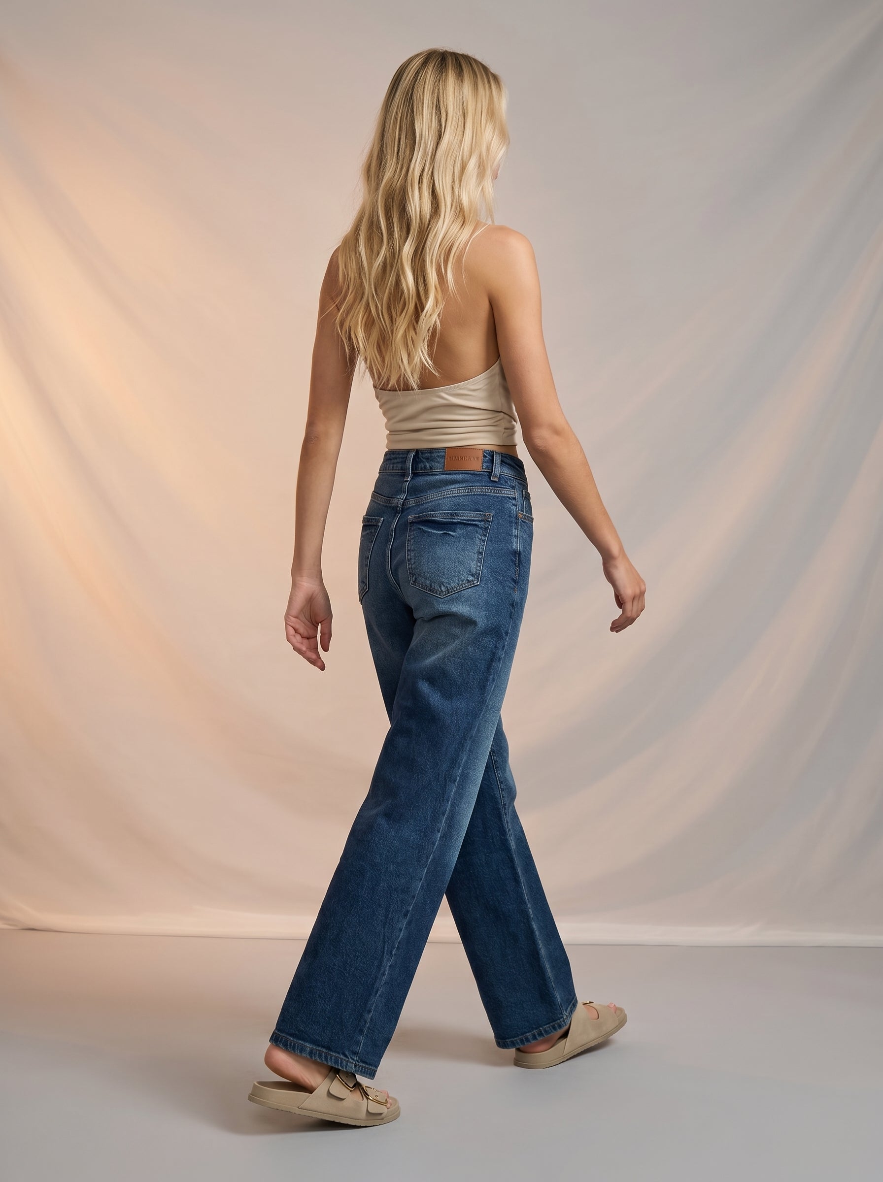 JEAN WIDE LEG FULL LENGTH - AZUL INDIGO CON CINTO