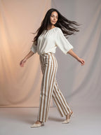 Jean Wide Leg Blanco con rayas