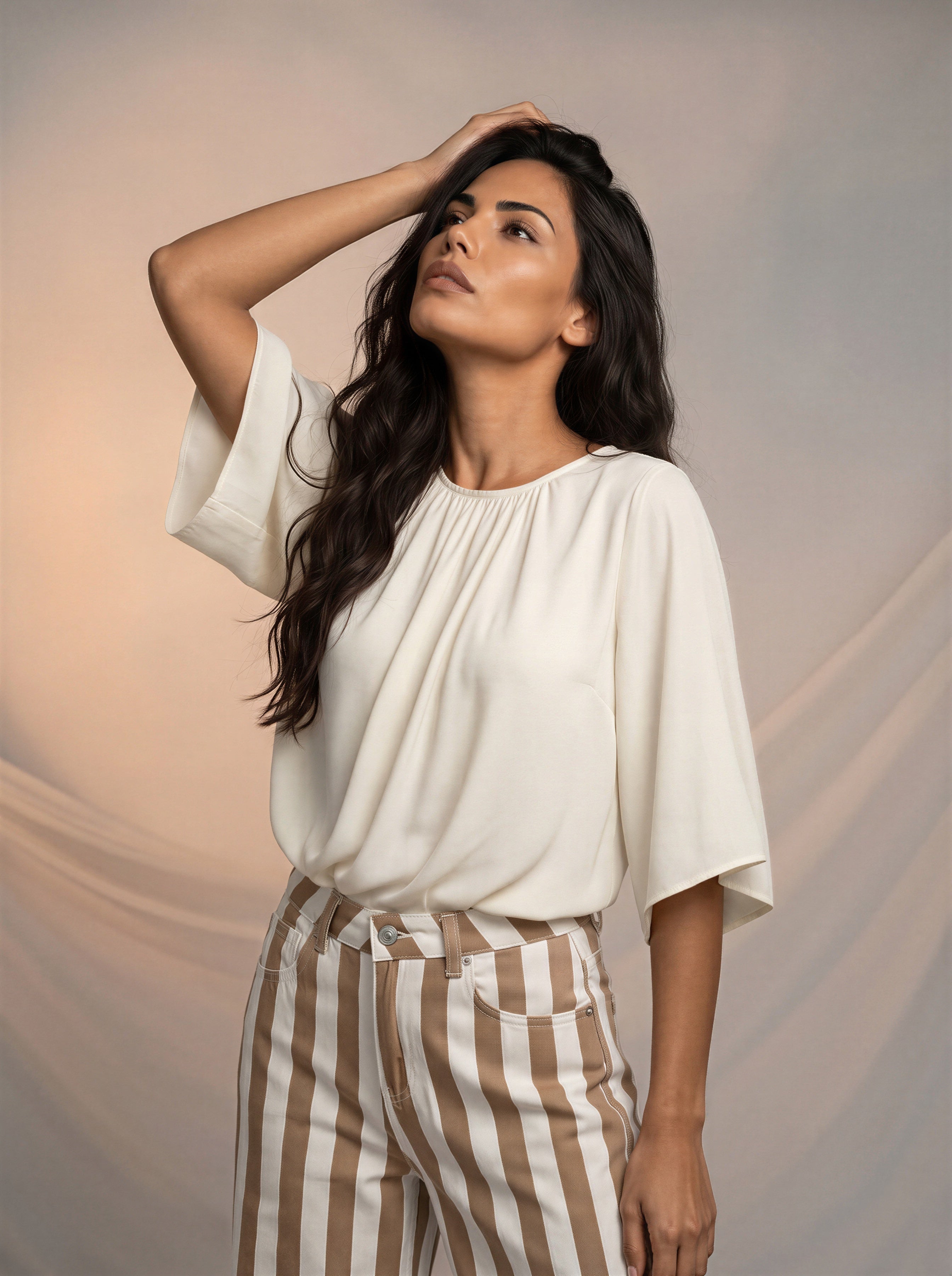 Jean Wide Leg Blanco con rayas
