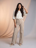 Jean Wide Leg Blanco con rayas