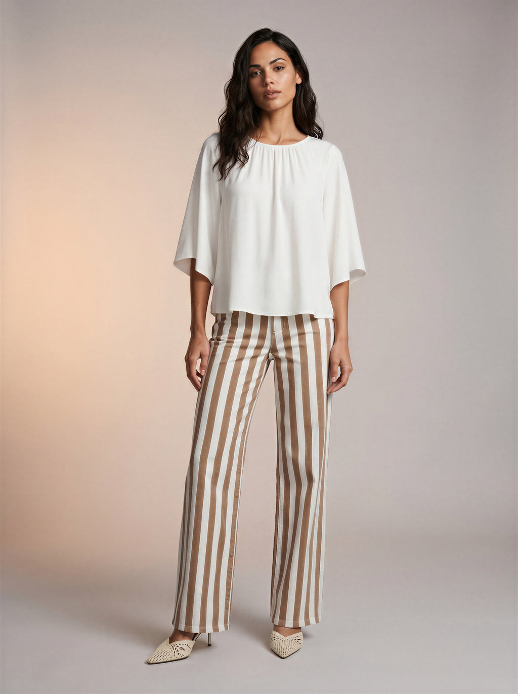 Jean Wide Leg Blanco con rayas