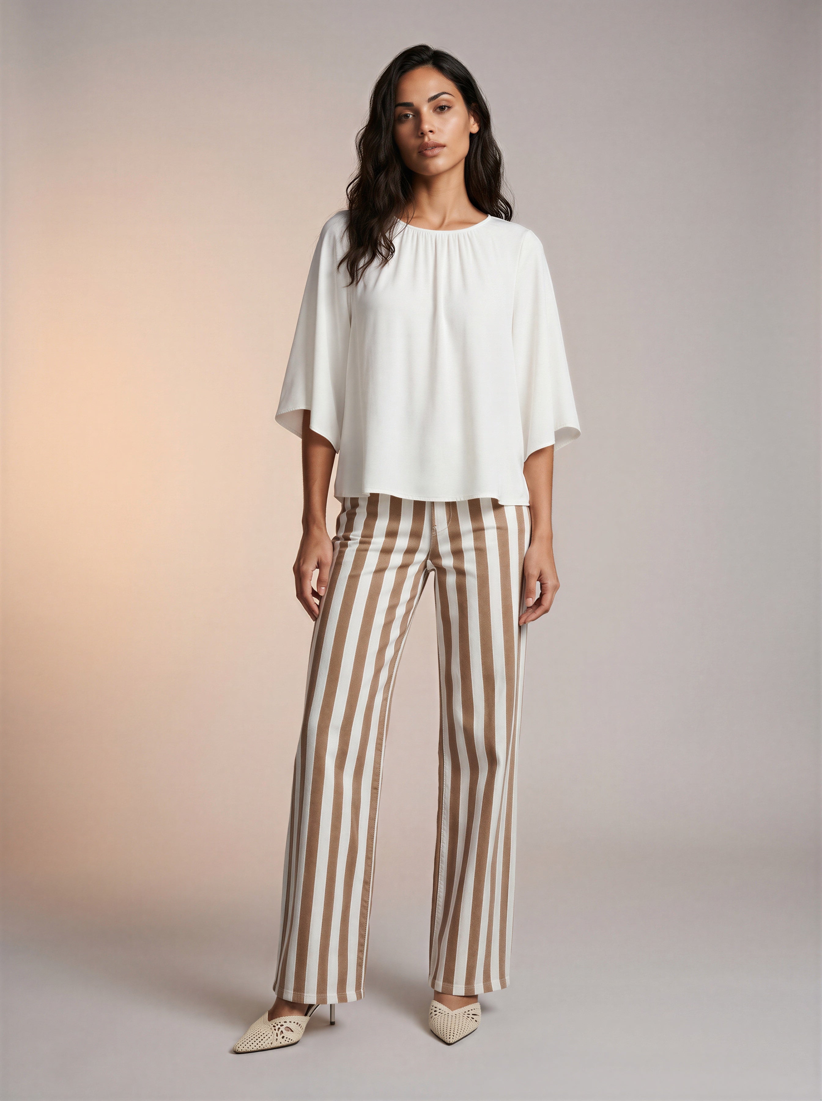 Jean Wide Leg Blanco con rayas