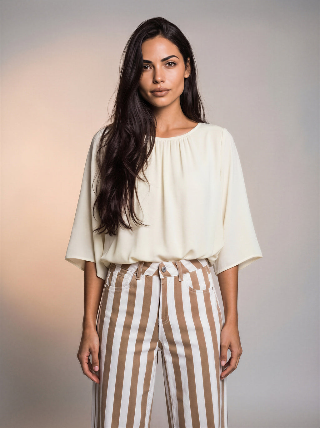 Jean Wide Leg Blanco con rayas