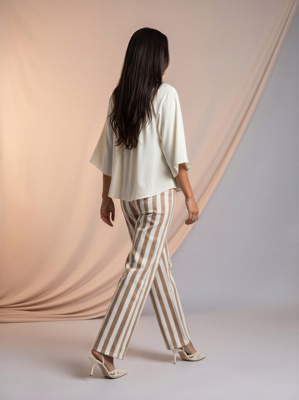 Jean Wide Leg Blanco con rayas