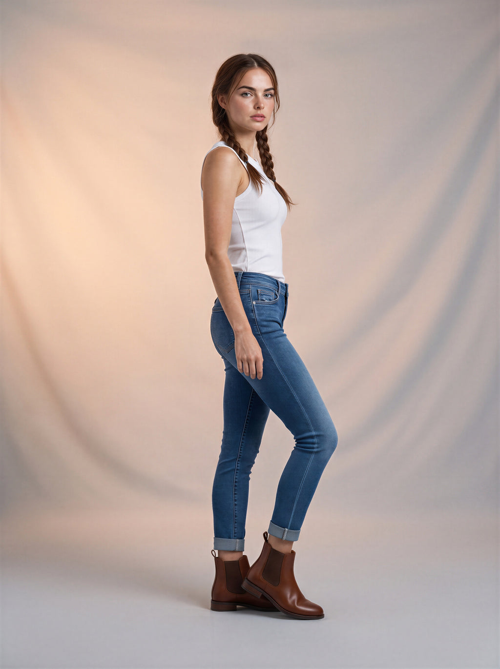 Jean Skinny Azul Claro Con Dobles AG-1834